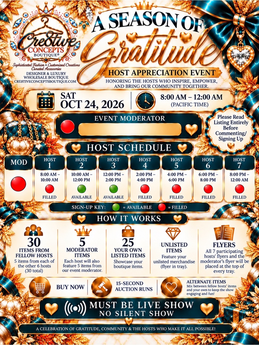🪧 Sign Up 🍂 A SEASON OF GRATITUDE 🍂 HOST APPRECIATION EVENT
